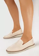 Mokasyny damskie - Beżowe Eleganckie Mokasyny z Paskiem z Wycięciem Omnivena - miniaturka - grafika 1