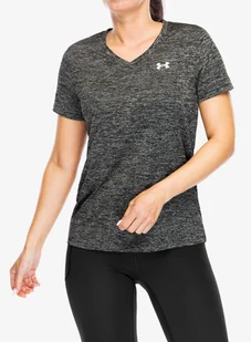 Koszulka treningowa damska Under Armour UA Tech Twist V-Neck Short Sleeve - black/white - Koszulki sportowe damskie - miniaturka - grafika 1