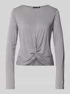 Bluzki damskie - Bluzka o kroju regular fit z długim rękawem i efektem wiązania - miniaturka - grafika 1