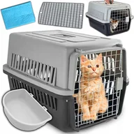 Transportery dla kotów - TRANSPORTER DLA KOTA PSA ZWIERZĄT KOJEC KLATKA 48x31x30 cm + POIDEŁKO MATA - miniaturka - grafika 1