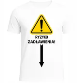 Koszulki męskie - KOSZULKA MĘSKA ŚMIESZNA RYZYKO ZADŁAWIENIA SUPER PREZENT Z HUMOREM HIT M - miniaturka - grafika 1