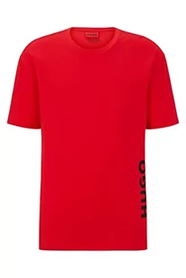 HUGO Męski T-shirt RN Relaxed Relaxed-Fit T-shirt z bawełny z pionowym nadrukiem logo, Open Pink693, XXL - Koszulki męskie - miniaturka - grafika 1