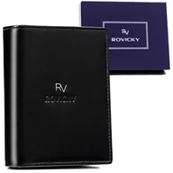 Portfele - Elegancki portfel męski składany ze skóry naturalnej z ochroną kart RFID Rovicky, czarny - miniaturka - grafika 1