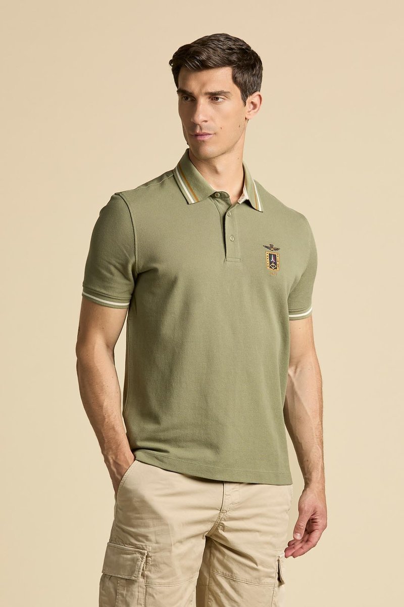Aeronautica Militare Polo męskie 261PO1914UP00403 – zielona L
