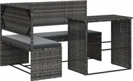 Sofy ogrodowe - vidaXL Sofa ogrodowa w kształcie litery L ze stolikiem i poduszkami z szarego polirattanu - miniaturka - grafika 1
