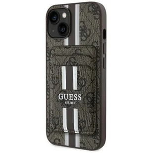 Etui GUESS 4G Stripes MagSafe do Apple iPhone 15 Brązowy - Etui i futerały do telefonów - miniaturka - grafika 1