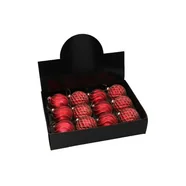 Zestaw bombek szklanych 8 cm czerwony mix