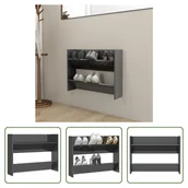 Szafki na buty - The Living Store Naścienna szafka na buty szary wysoki połysk 80x18x60 cm materiał drewnopochodny - miniaturka - grafika 1