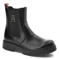 Botki damskie - Czarne Botki Tommy Hilfiger Modne Buty Damskie - miniaturka - grafika 1