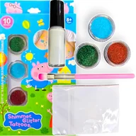 Zabawki kreatywne - TATUAŻE ŚWINKA PEPPA ZESTAW DO TWORZENIA TATUAŻY BROKATOWYCH SZABLONY TATOO - miniaturka - grafika 1