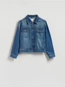 Dresy męskie - Reserved - Jeansowa kurtka z efektem sprania - granatowy - miniaturka - grafika 1