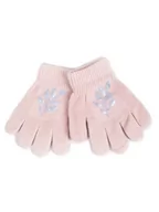 Rękawiczki dla dzieci - Rękawiczki Dziewczęce Pięciopalczaste Z Odblaskiem Różowe Z Roślinką 18 Cm - miniaturka - grafika 1