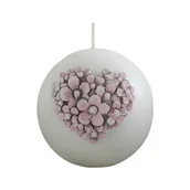 Świece - Świeca Flower Heart kula śr. 8 cm biała perła - miniaturka - grafika 1