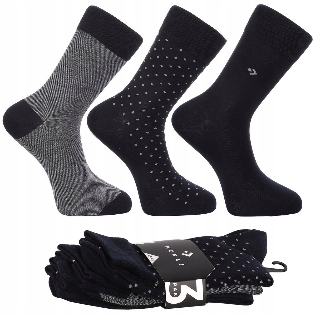 Skarpetki Męskie Bawełniane Wysokie Garniturowe MORAJ Zestaw 3-PARY 39-42