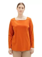 Koszulki i topy damskie - TOM TAILOR Damska koszulka z długim rękawem Plussize, 19772 - Gold Flame Orange, 54 - miniaturka - grafika 1