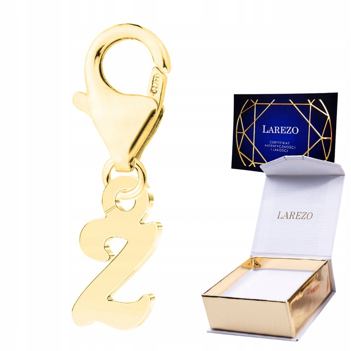 ZAWIESZKA ZŁOTA Wisząca Pozłacana 24K z Literą Literka Z Inicjał SREBRO 925