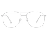 Okulary korekcyjne, oprawki, szkła - Srebrne Okulary pilotki zerówki filtr Blue Light do komputera 2547-2 - miniaturka - grafika 1