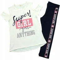 Bluzki damskie - KOMPLET Bluzka Getry CEKINY Wycięte RAMIONA 128 - miniaturka - grafika 1