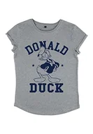 Koszulki i topy damskie - Disney Koszulka damska Mickey Classic-Donald Goes to College Women's Organic Rolled Sleeve, szary (melange grey), XL - miniaturka - grafika 1