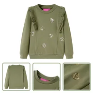 Bluzy dla dziewczynek - Bluza dziecięca - khaki - 92 - Bluza Dla Dziecka - miniaturka - grafika 1