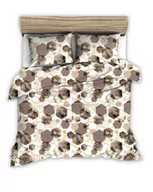 Pościel - Pościel z kory 160x200 beżowa brązowa biała geometria - miniaturka - grafika 1