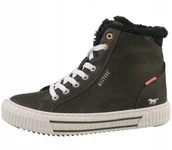 Trampki damskie - Mustang Trampki Damskie Zielone Ocieplane Wysokie 40 Jtc - miniaturka - grafika 1