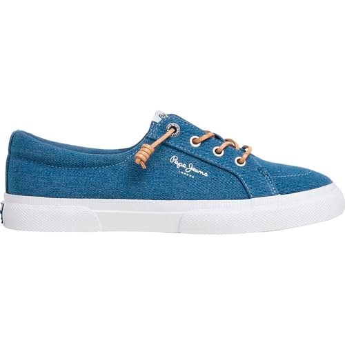 Pepe Jeans Damskie trampki KENTON W, niebieskie (denim), 4 UK, Niebieski drelich, 4 UK