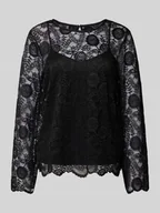 Bluzki damskie - Bluzka z długim rękawem o kroju regular fit z koronki model ‘OLLINE’ - miniaturka - grafika 1