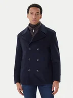 Płaszcze męskie - Bugatti Płaszcz wełniany 874228-81063 Granatowy Regular Fit - miniaturka - grafika 1
