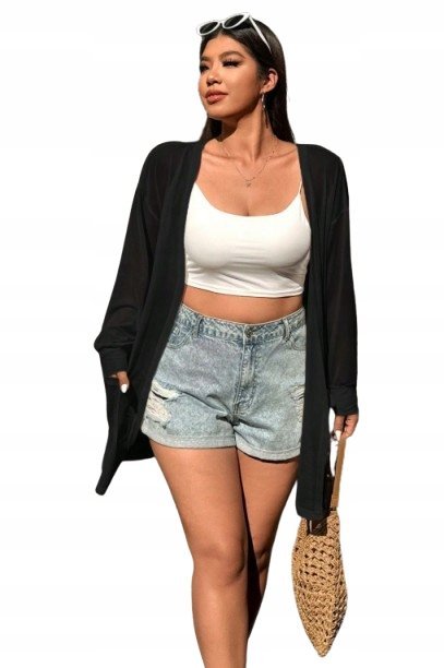 SHEIN LUŹNA CZARNA NARZUTKA DŁUGIM RĘKAWEM PLUS SIZE 44 1HA