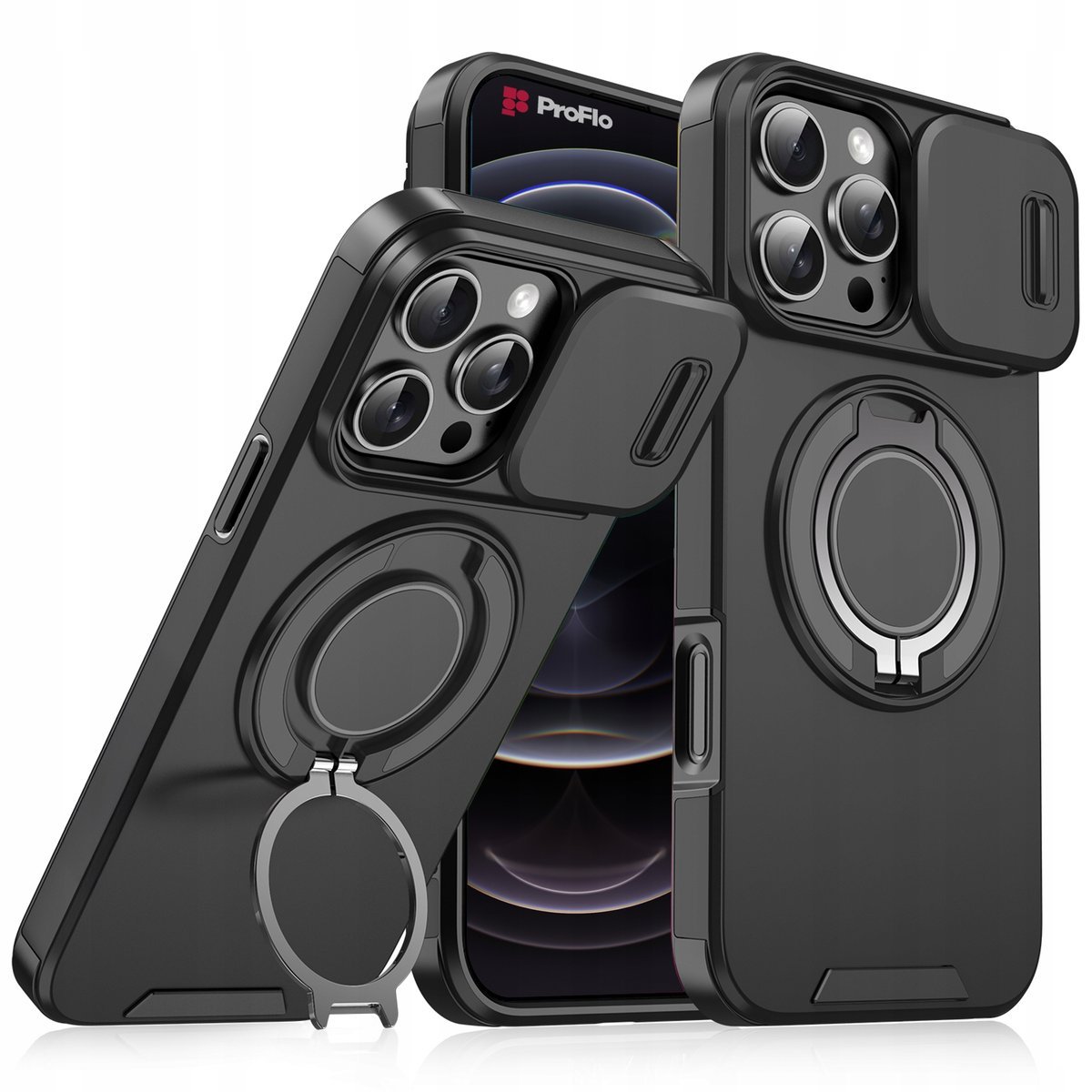 Etui do iPhone 13 Pro Max Czarne Pancerne do MagSafe Osłona Aparatu Case