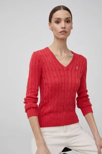 Swetry damskie - Ralph Lauren Polo Polo sweter bawełniany damski kolor czerwony - grafika 1