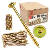 Wkręty - Wkręty ciesielskie z łbem talerzowym 8x180mm 50szt. - miniaturka - grafika 1