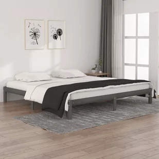 Lumarko Rama łóżka, szara, lite drewno sosnowe, 200 x 200 cm - Łóżka - miniaturka - grafika 1
