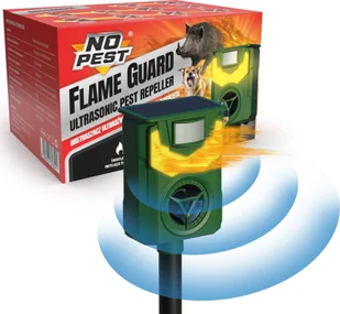 NO PEST Ultradźwiękowy, solarny odstraszacz na dzikie zwierzęta Flame Guard - Zwalczanie i odstraszanie szkodników - miniaturka - grafika 1