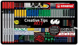 Zestaw długopisów z wieloma końcówkami - STABILO Creative Tips - ARTY - puszka 30 sztuk - klasyczna - różne kolory - Długopisy - miniaturka - grafika 1