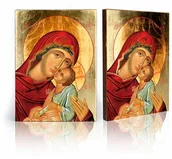 Ikony i obrazy sakralne - Ikona religijna Matka Boża z Dzieciątkiem Jezus (Eleusa) - miniaturka - grafika 1