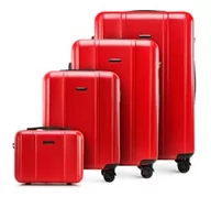 Walizki - WITTCHEN Classic Line elegancka walizka z wytrzymałego poliwęglanu z pionowym tłoczeniem, zamek TSA, czerwony, Kofferset 4tlg, Nowoczesny - miniaturka - grafika 1