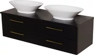 Szafki łazienkowe - Szafka łazienkowa wisząca 140 cm czarny mat z dwiema umywalkami Belli Gold Gante - miniaturka - grafika 1