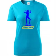 Koszulki i topy damskie - Damska Koszulka na Dzień Mamy Pani siłaczka Idealny Prezent dla Mamy Nadruk turkusowy XS - miniaturka - grafika 1