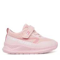 Buty dla dziewczynek - Sneakersy Tommy Hilfiger Low Cut Lace-Up/Velcro Sneaker T1A9-33990-1843 M Różowy - miniaturka - grafika 1