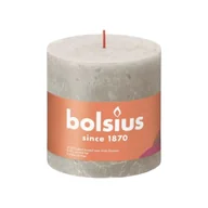 Świece - Bolsius - Rustykalna świeca filarowa "Shine" (Ø10 cm) - Piaskowa szarość - miniaturka - grafika 1