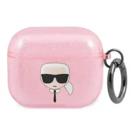 Akcesoria do słuchawek - Karl Lagerfeld KLA3UKHGP AirPods 3 cover różowy/pink Glitter Karl`s Head - miniaturka - grafika 1