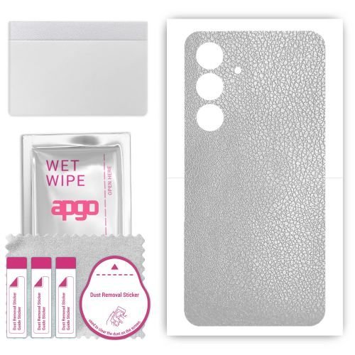 folia naklejka skórka strukturalna na TYŁ do Samsung Galaxy F15 - Skóra Srebrna - apgo SKINS