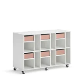Meble do szkół i przedszkoli - Regał szkolny CASPER, 6 szuflad, 12 przegród, biały, ciemnoróżowy - miniaturka - grafika 1