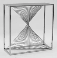 Szafki nocne - ŁAWA STOLIK KAWOWY STÓŁ srebrny metal czarny uniwersalny - miniaturka - grafika 1