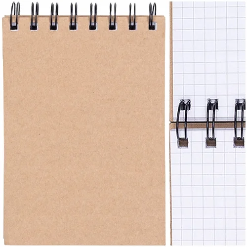 KOŁOZESZYT NOTES A6 80 KARTEK W KRATKĘ KOŁONOTATNIK BRĄZOWY OFFICE PRODUCTS