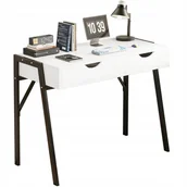 Biurka - Biurko nowoczesne z szufladami loft białe na czarnych nogach premium 80 cm - miniaturka - grafika 1