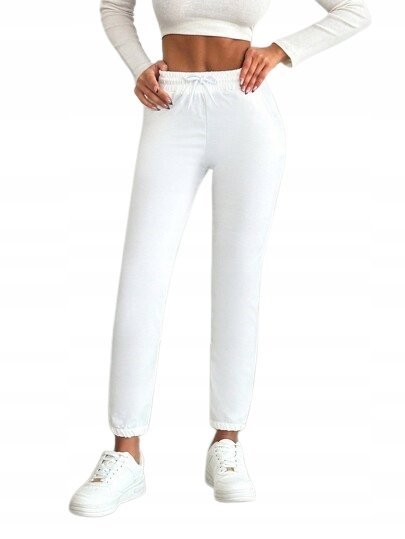 SHEIN DAMSKIE BIAŁE SPODNIE DRESOWE KLASYCZNE CASUAL S 1KC