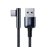 Kable USB - UGREEN kątowy kabel przewód z bocznym wtykiem USB - USB Typ C 5 A Quick Charge 3.0 AFC FCP 2 m czarny (70434 US313) - 2 70434 US313 - miniaturka - grafika 1
